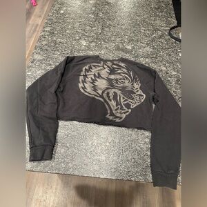 Darc Sport Black Cropped Sweatshirt with Tiger Graphic